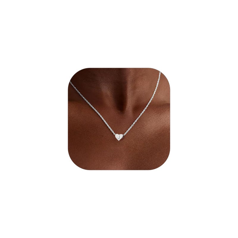 ChicSilver قلائد أولية أنيقة من فضة للنساء قلائد قلب فضية للنساء قلادة حرف J قلادة فضية رقيقة - Image 1